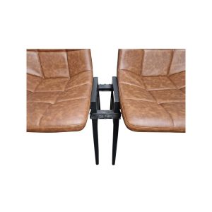 Super-Seat |Browse leerlook, zwarte metalen poten, geruit patroon. Stevig & stijlvol voor binnen of buiten. | Horecameubilair