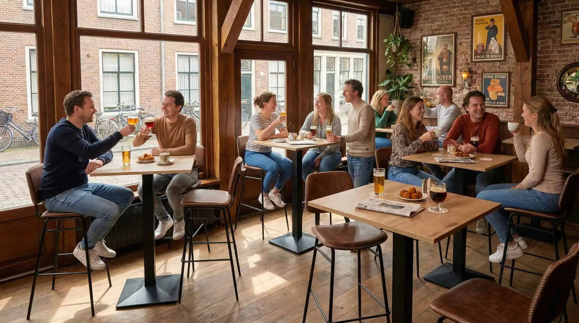 Super-Seat | Vintage barkrukken bij Miles Retro | Houten tafels, cognac barkrukken leren, en zonnige bar vol stoelen en snacks. | Horecameubilair