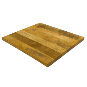 Super-Seat |Massief houten mango tafelblad 70x70cm|Mangohouten tafelblad in vierkant, zichtbaar licht/donkerderven, roest op witte ondergrond. | Horecameubilair