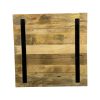 Super-Seat |Massief mango houten tafelblad 70x70cm Massief mango houten tafelblad, naturel, horizontale planken, zwarte metalen beugels. | Horecameubilair