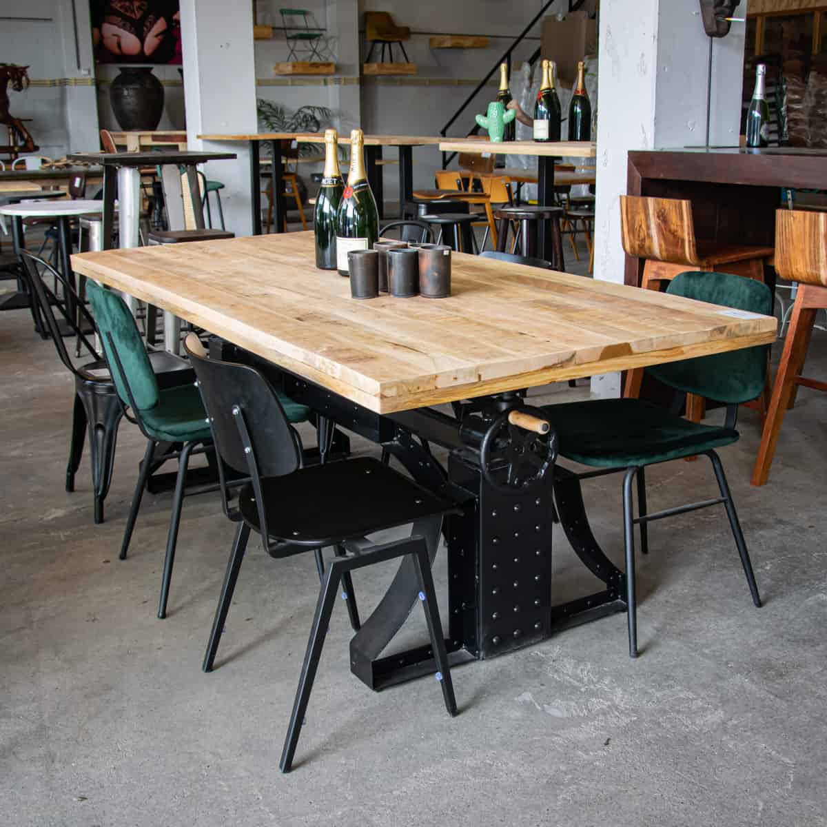 Industriële massief houten verstelbare (sta) tafel Super Seat