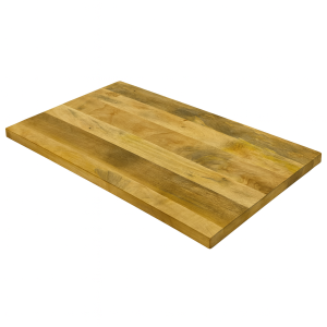 Super-Seat | Massief houten mango tafelblad 120x70cm Lichtbruin mangohout tafelblad met zichtbare nerf op witte achtergrond. | Horecameubilair