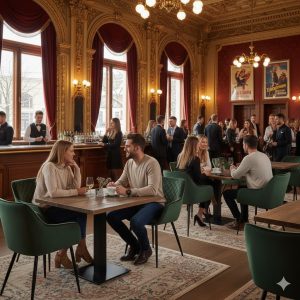 Super-Seat |Vintage houten mango tafelbladen A'dam 120x70cm |Stoelen en tafels van hout/metaal in warme kleuren, elegante bar, rode gordijnen, kroonluchters. | Horecameubilair