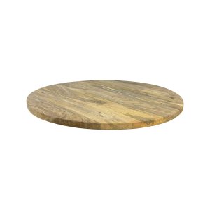 Super-Seat |Massief houten mango tafelbladen rond 70cm |Massief houten tafelblad, lichtbruin met zichtbare houtnerf, op witte achtergrond. | Horecameubilair