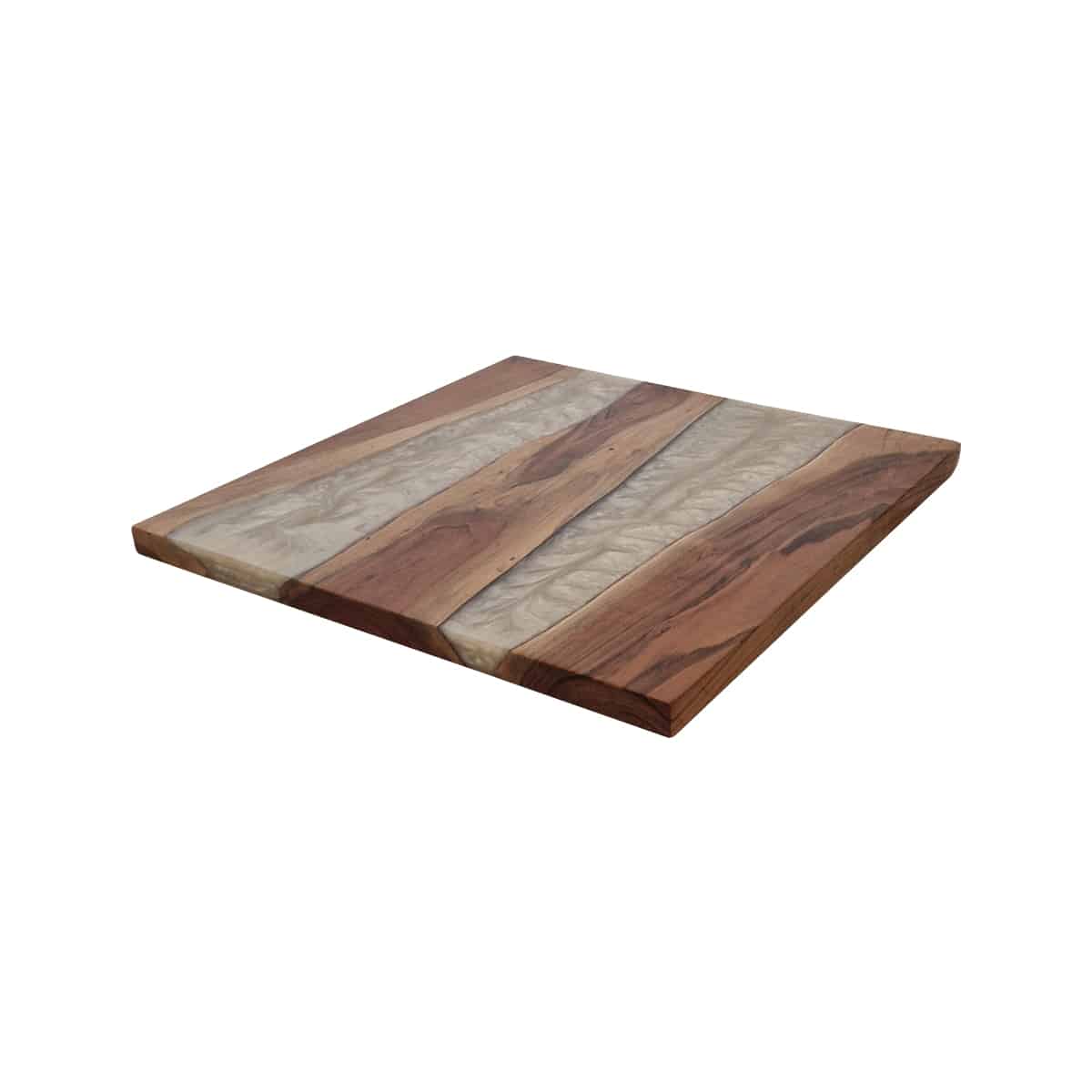 Diverse Reserve Sortie Luxe horeca tafelbladen, acacia hout met epoxy wit 70x70cm - Super Seat