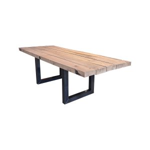 Super-Seat | De Industriële Eiken (terras) stamtafels massief 250x100cm | Massieve eikenhouten tafel, zwart metalen U-poten, industrieel, natuurlijk. | Horecameubilair