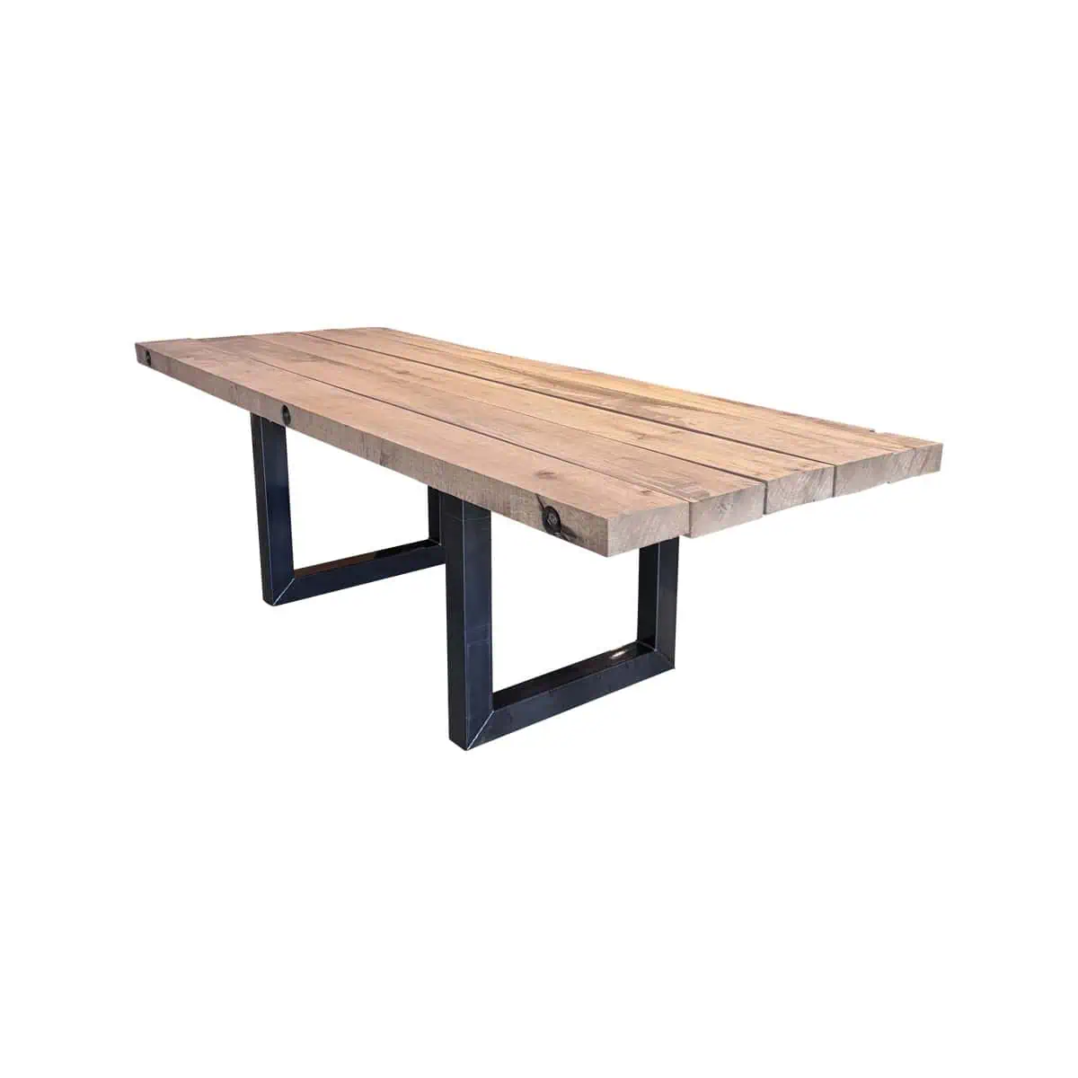 Super-Seat | De Industriële Eiken (terras) stamtafels massief 250x100cm | Massieve eikenhouten tafel, zwart metalen U-poten, industrieel, natuurlijk. | Horecameubilair