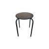 Super-Seat | Tabouret Vanitas schoolkrukken zwart | Minimalistische ronde houten kruk, donkerbruin blad, drie zwarte metalen poten. | Horecameubilair