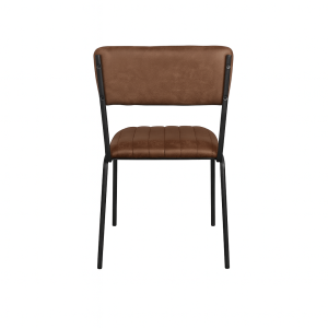 Super-Seat | The Aviator horeca stapelstoelen cognac | Bruine kunstleder stoel met metalen frame, dunne zwarte poten, gestoffeerde zitting en vloerkleed. | Horecameubilair