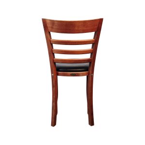 Super-Seat | Houten statafel met bruin frame, zwarte zitting en horizontale lat tegen wit. | Horecameubilair