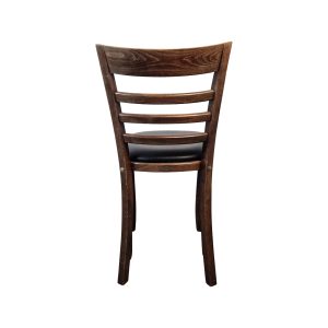 Super-Seat | Donkerbruine houten statafel met ladderrug en zwart kussen, stijlvol oud bruin café design. | Horecameubilair