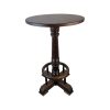 Super-Seat | De Amsterdamse poker oud bruin café statafels | Donkerhouten ronde tafel, enkele bewerkte poot, vier stevige voeten, voor cafés of pokeravonden. | Horecameubilair