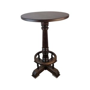 Super-Seat | De Amsterdamse poker oud bruin café statafels | Donkerhouten ronde tafel, enkele bewerkte poot, vier stevige voeten, voor cafés of pokeravonden. | Horecameubilair
