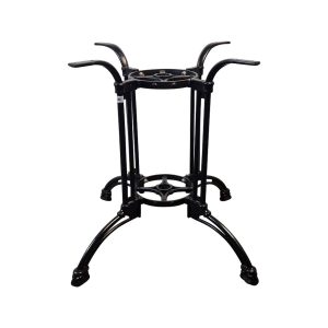 Super-Seat | Zwarte metalen statafel met vier gebogen poten, ronde steun; klassiek cafémeubel. | Horecameubilair
