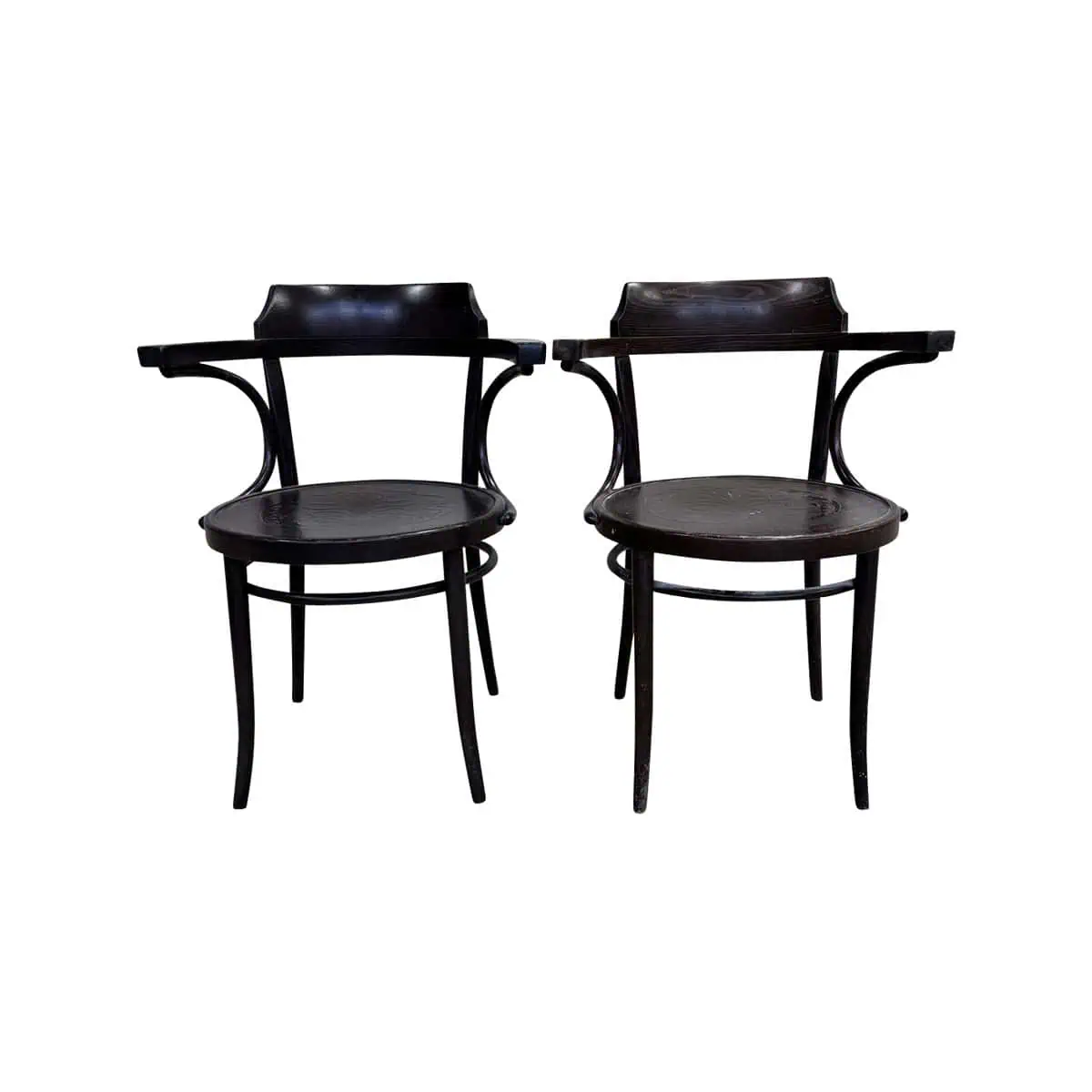 Set van 2 Sofia vintage houten Thon caféstoelen armleuning