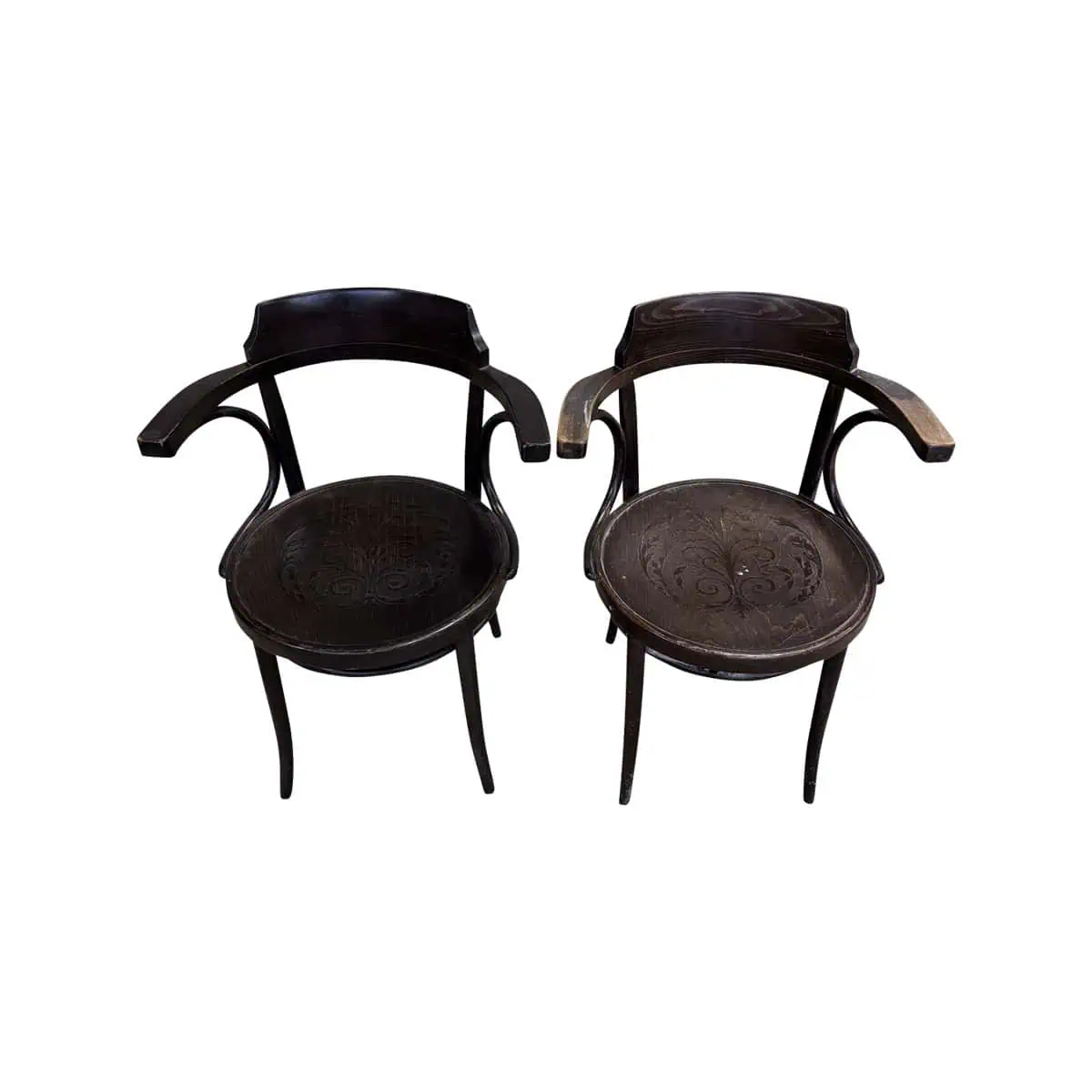 Set van 2 Sofia vintage houten Thon caféstoelen armleuning