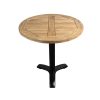 Super-Seat | De Tivoli Teak houten (terras)tafelbladen 70cm | Ronde teak tafel, lichtbruin, met zwart metalen driepootonderstel. | Horecameubilair