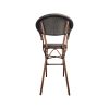 Super-Seat | De Textiel horeca (terras) barkrukken gebogen bruin | Hoge stoel met bruin metalen frame en zwarte mesh zitting, ideaal voor horeca. | Horecameubilair