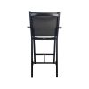 Super-Seat | Textiel Horeca Barkrukken Sunny Zwart | Zwarte metalen barkruk met Textielgaas rugleuning en armleuningen. Minimalistisch ontwerp. | Horecameubilair