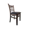 Super-Seat | De Alessandro houten bistrostoelen | Donkerbruin hout, ladder-rugleuning, ronde zwarte leren zitting. Klassieke charme. | Horecameubilair