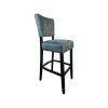 Super-Seat | Lisa Rome horeca barkrukken | Vintage-stijl hoge stoel met donker frame, lichtgrijze gestoffeerde zitting en rugleuning. | Horecameubilair