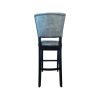 Super-Seat | Lisa Rome Vintage Horeca Barkrukken | Grijze bekleding, donker houten frame, voetsteun. | Horecameubilair
