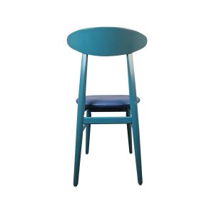 Super-Seat | Een blauwe stoel met minimalistisch design | Blauwe stoel, ronde rugleuning, vier poten; combineert moderne en retro charme; ideaal voor horeca. | Horecameubilair