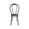 Super-Seat | De Vienna zwart metaal met zwart ledere zitting | Zwart metalen stoel met ovaal design en rond, zwart leren zitvlak voor elegante stijl. | Horecameubilair