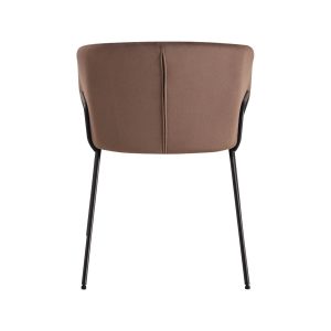 Super-Seat | De Portland design fauteuils velours mokka | Fauteuil in mokka velours met afgeronde rug en zwarte metalen poten, modern ontwerp. | Horecameubilair