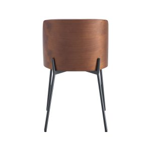 Super-Seat | Een New York design stoelen hout velours | Houten stoelen met een mokka velours rugleuning. Slanke zwarte metalen poten. Elegante uitstraling. | Horecameubilair