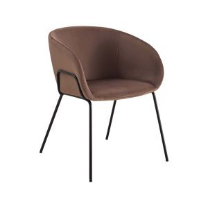 Super-Seat | De Portland design fauteuils velours mokka | Fauteuil in mokkakleurig velours, met zwarte slanke metalen poten. Elegante, moderne uitstraling. | Horecameubilair
