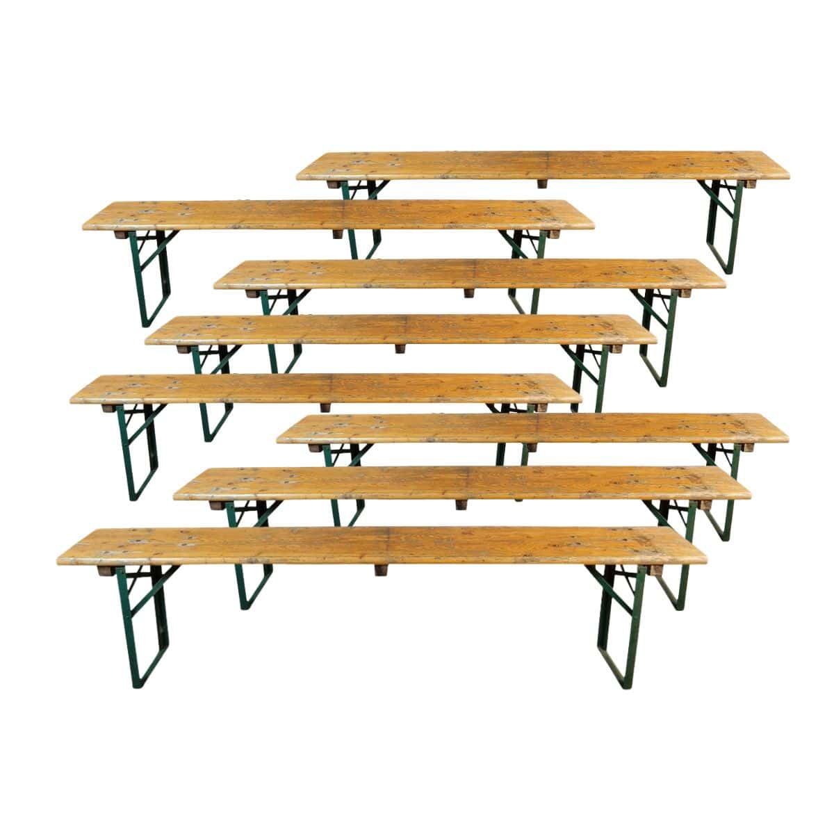 Saw vintage bierbanken partij van 8 banken 200x25cm