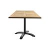 Super-Seat | De Horeca (terras)tafels Tivoli teak 70x70cm met onderstel | Rechthoekig teakhouten tafelblad, zwarte metalen poot met vier gebogen poten. | Horecameubilair