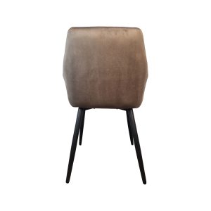 Super-Seat | Fluwelen mokka bruine stoel met gebogen rugleuning en zwarte metalen poten. | Horecameubilair