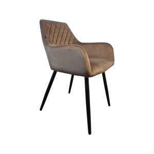 Super-Seat | The Diamond fluwelen horeca stoelen mokka | Fluwelen bruine stoel met diamantstiksel, armleuningen en zwarte metalen poten. | Horecameubilair