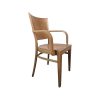 Super-Seat | De Montaro Bistro Stapelstoelen | Honinghout stoelen met armleuningen, gebogen rugleuning, en traditionele rechte poten. | Horecameubilair