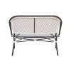 Super-Seat |Marylin Paris horeca rotan terrasbank boho beige|Bruin-wit chevron kleedleuning, rotan, metalen frame & poten, beige kleur, gezien van achteren. | Horecameubilair