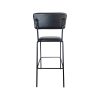 Super-Seat | Avion horeca barkrukken zwart | Zwarte metalen barkruk met lederen zitting, rugleuning en voetsteun. | Horecameubilair