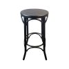 Super-Seat | Thonet Café Barkrukken | De Thonet café barkrukken combineren een zwart metalen frame met een donkere houten ronde zitting. | Horecameubilair