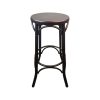 Super-Seat | Thonet Café Barkruk Metaal en Hout Bruin | Bruin, rond houten zitvlak, zwarte metalen poten, klassiek design. | Horecameubilair