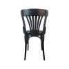 Super-Seat | De Thonet zwart houten stoel | Zwart hout, groene zitting, elegant ontwerp met waaier-rug op witte achtergrond. | Horecameubilair