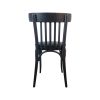 Super-Seat | Tony Thonet Zwart Houten Caféstoel | Zwart hout met groene gladde zitting, gebogen bovenrail en verticale latten. | Horecameubilair