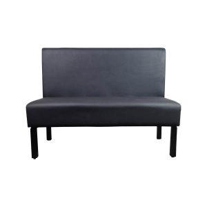Super-Seat | De Lisa horeca eetbank bistro Zwart - 120cm | Zwarte kunstleren eetbank met metalen poten en strakke rugleuning, modern en stevig. | Horecameubilair