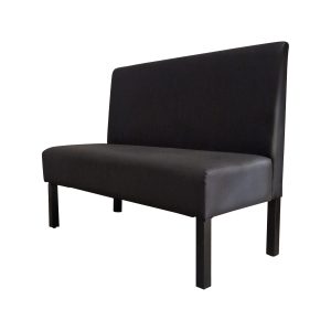 Super-Seat | Lisa horeca eetbank bistro Zwart - 120cm | Zwarte kunstleren bank, hoge tapijt, rechte zwarte metalen poten, modern en stijlvol. | Horecameubilair