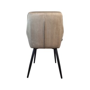 Super-Seat | Champagne fluwelen stoel met verticale stiknaden, zwarte metalen poten, elegante uitstraling. | Horecameubilair