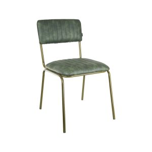 Super-Seat | De Aviator horeca stoelen goud frame vintage groen | Groene fluwelen stoel, verticale stiksels, gouden metalen poten, luxe uitstraling. | Horecameubilair