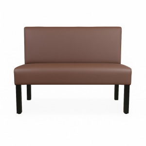 Super-Seat | De Lisa horeca eetbank bistro Donkerbruin - 120cm | Donkerbruine, gladde bekleding met hoge rugleuning en zwarte poten, stoffig oppervlak |. | Horecameubilair