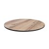 Super-Seat | Het HPL Horeca Tafelblad | Ronde kasteel eikenlook, natuurlijk houtnerf en zwarte rand. Perfect voor horeca. | Horecameubilair