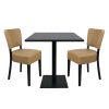 Super-Seat | De Horecaset Lisa taupe + Urban tafel zwart melamine 67x67cm | Zwarte melamine tafel, vierkant met poot; 2 taupe gestoffeerde stoelen met zwarte poten. | Horecameubilair