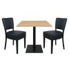 Super-Seat | De Horecaset Lisa zwart | Zwarte gestoffeerde stoelen, zwart metalen onderstel, eiken melamine tafelblad 67x67cm |. | Horecameubilair
